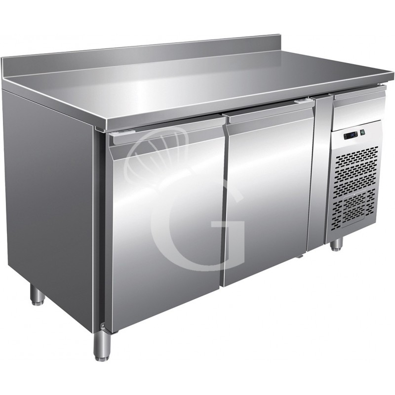 Tavolo refrigerato 2 porte, alzatina, cassetto sopra al motore, profondità 600 mm e temperatura -2°C/+8°C - Classe energetica B