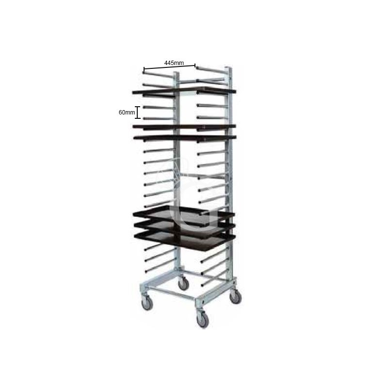 Carrello inox portateglie per 20 teglie 600 x 400 mm - L 500 mm x P 510 mm x H 1770 mm