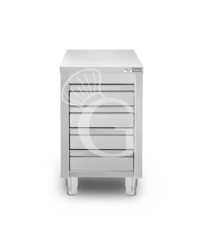 Cassettiera inox con 4 cassetti, L 500 x P 700 x H 855 mm
