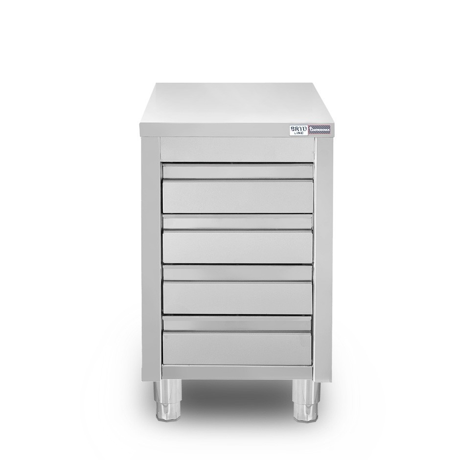 Cassettiera inox con 4 cassetti, L 500 x P 700 x H 855 mm