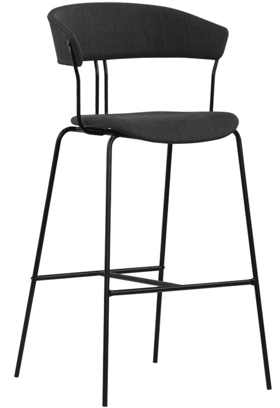 Sgabello con struttura in metallo verniciato e rivestimento in tessuto