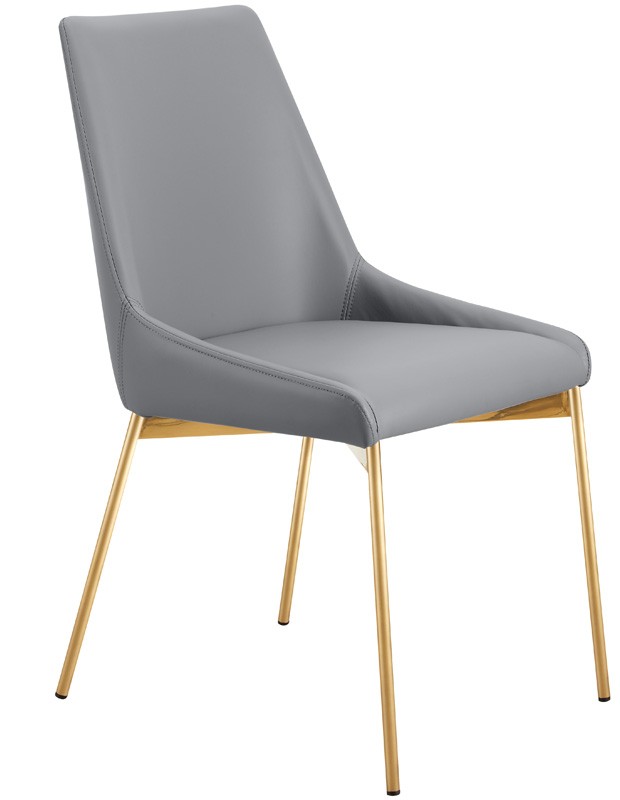 Sedia con struttura in metallo, color ottone satinato, rivestita in ecopelle o tessuto