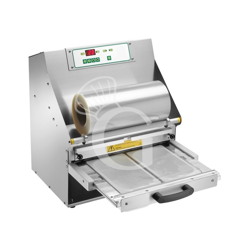 Termosigillatrice automatica in acciaio inox, larghezza film 330 mm, potenza 1,5 kW Termosigillatrice automatica in acciaio inox, larghezza film 330 mm, potenza 1,5 kW