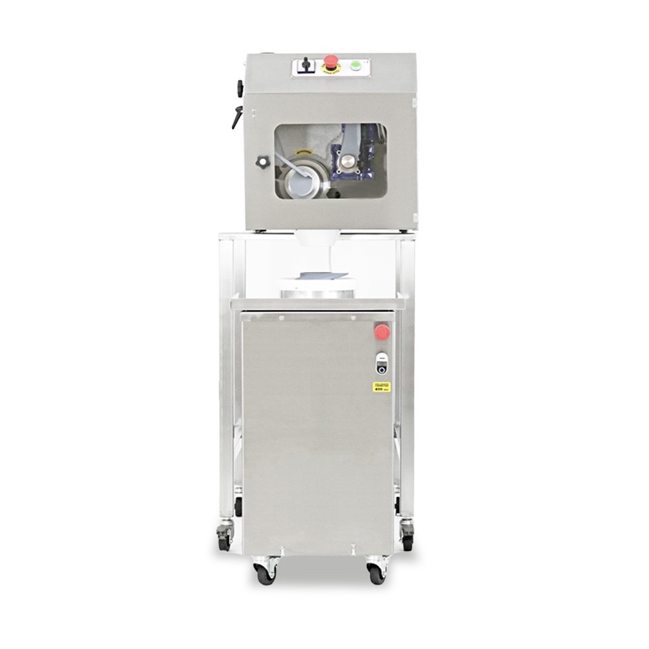 Arrotondatrice maxi in acciaio inox e porzionatrice combinate con supporto in acciaio inox