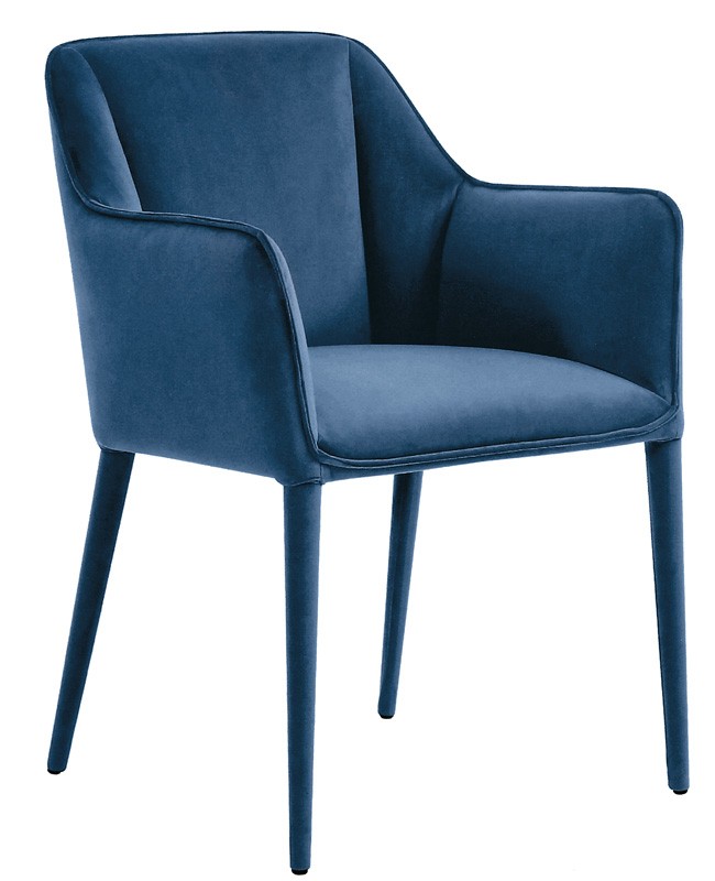 Poltroncina con struttura in metallo, seduta e schienale imbottiti, e rivestimento in velluto