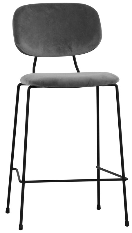Sgabello con struttura in metallo verniciato e rivestimento in velluto
