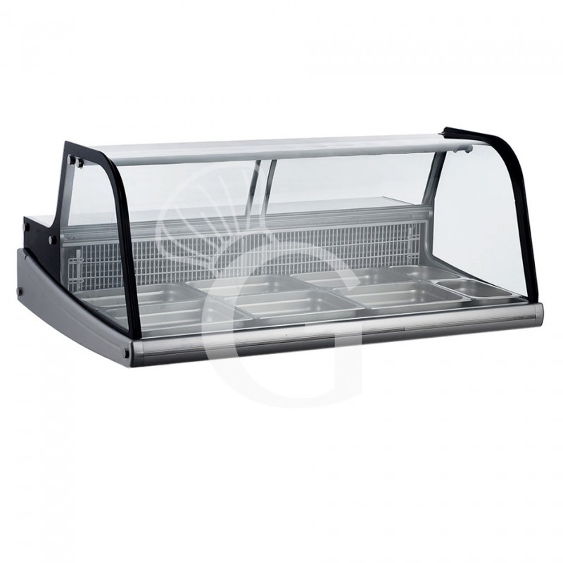 Espositore refrigerato ventilato esterno nero e inox, capacità 255 LT, luce interna LED