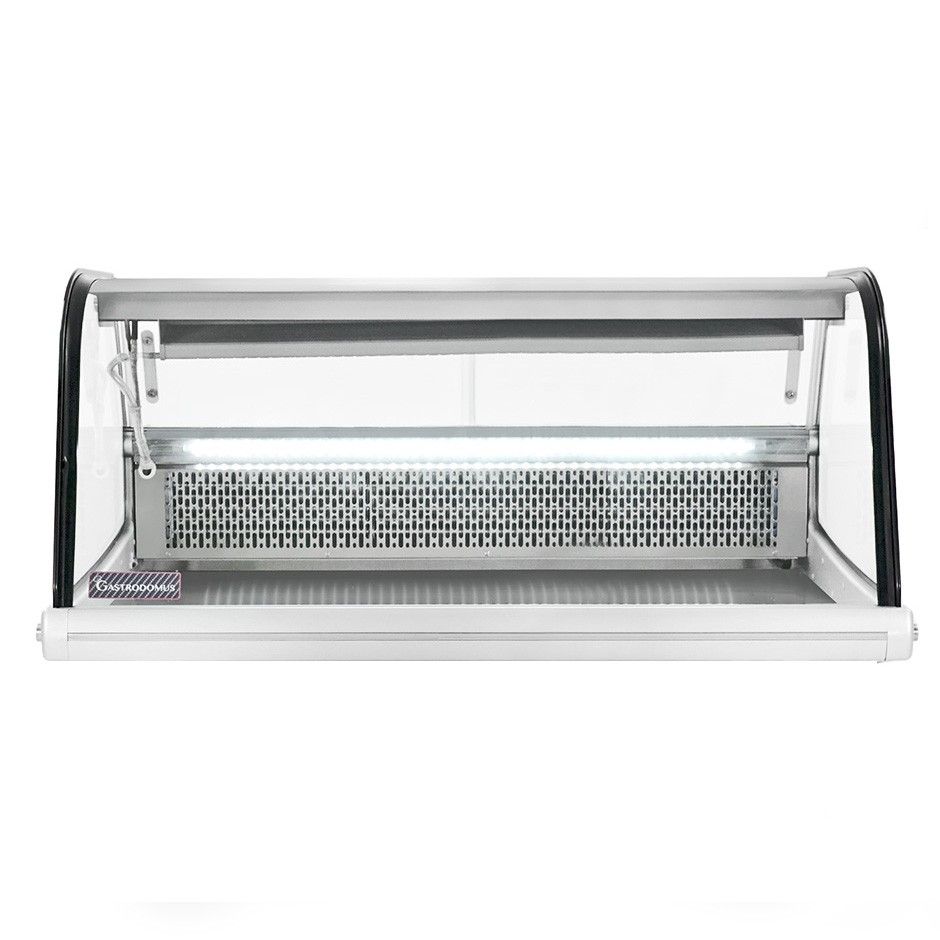 Espositore refrigerato ventilato esterno nero e inox, capacità 255 LT, luce interna LED