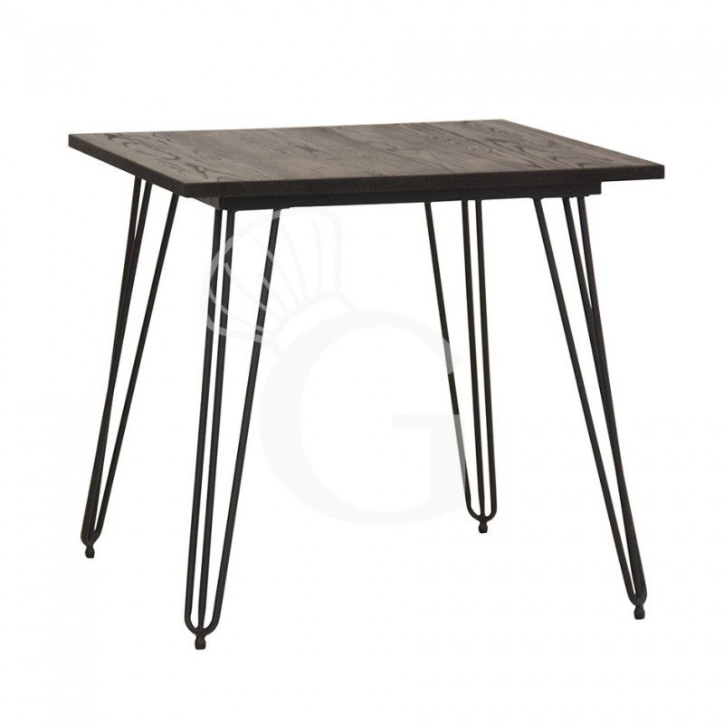 Tavolo quadrato da esterno in metallo verniciato e piano in legno con dimensioni 800 mm x 800 mm Tavolo quadrato da esterno in metallo verniciato e piano in legno con dimensioni 800 mm x 800 mm