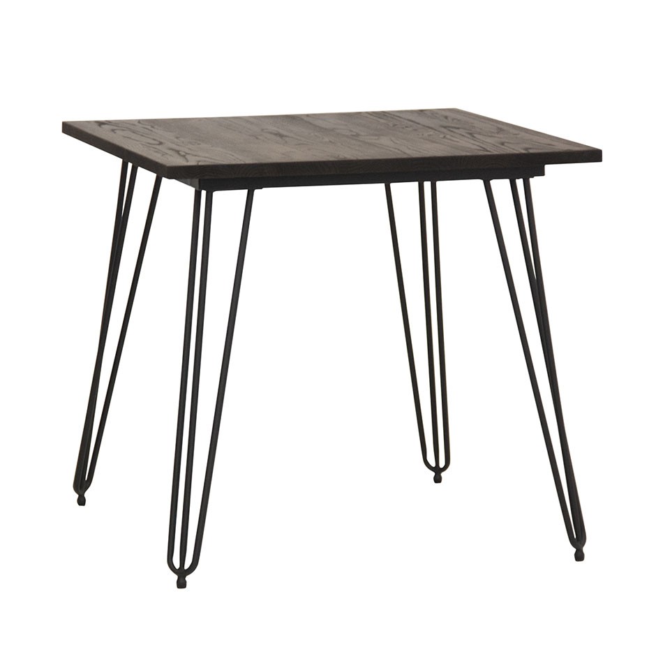 Tavolo quadrato da esterno in metallo verniciato e piano in legno con dimensioni 800 mm x 800 mm