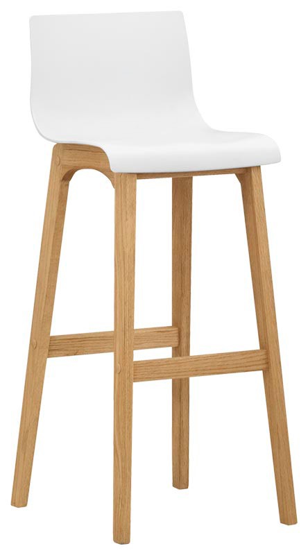 Sgabello con struttura in legno di quercia, scocca in polipropilene