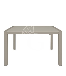 Tavolo con struttura in metallo verniciato e piano allungabile in MDF laccato