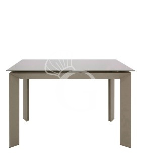Tavolo con struttura in metallo verniciato e piano allungabile in vetroceramica temperato spessore 11,5 mm