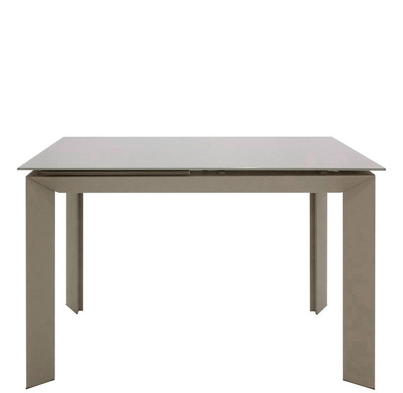 Tavolo con struttura in metallo verniciato e piano allungabile in vetroceramica temperato spessore 11,5 mm