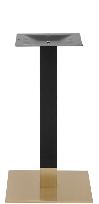 Base in acciaio inox, tubo nero, base ottone satinato, piedini regolabili- Altezza 720 mm