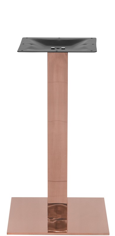 Base quadrata in acciaio inox rame satinato, piedini regolabili - altezza 720 mm