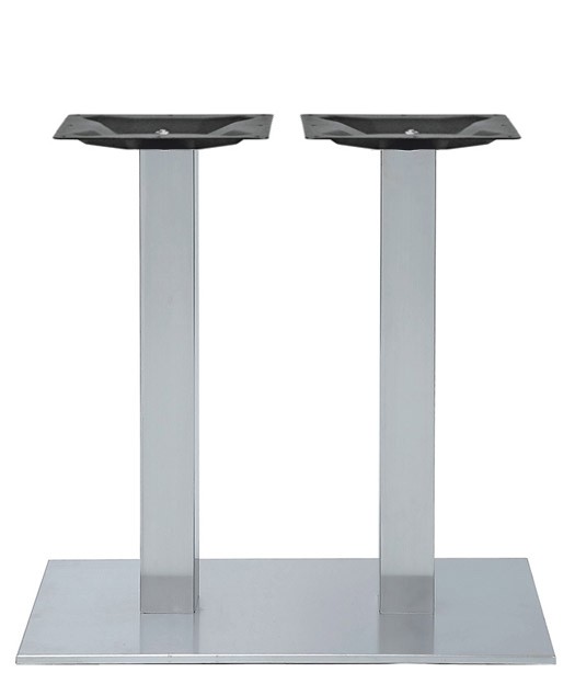 Base doppia in acciaio inox satinato, piedini regolabili altezza 73 cm