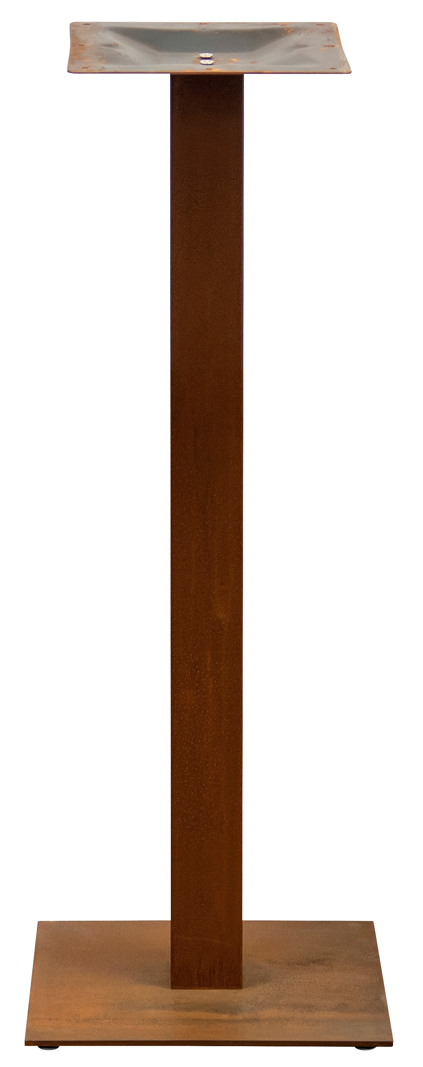 Base in acciaio ruggine, piedini regolabili altezza 1100 mm