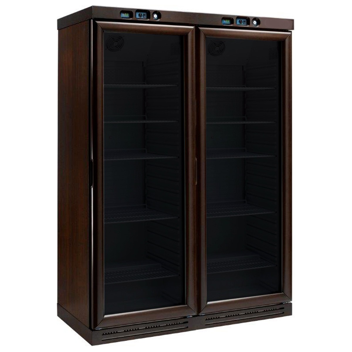 Cantina Vino Statica 6+2 ripiani 340 LT + 340 LT - 180 bottiglie +2°C/+8°C mogano / nero
