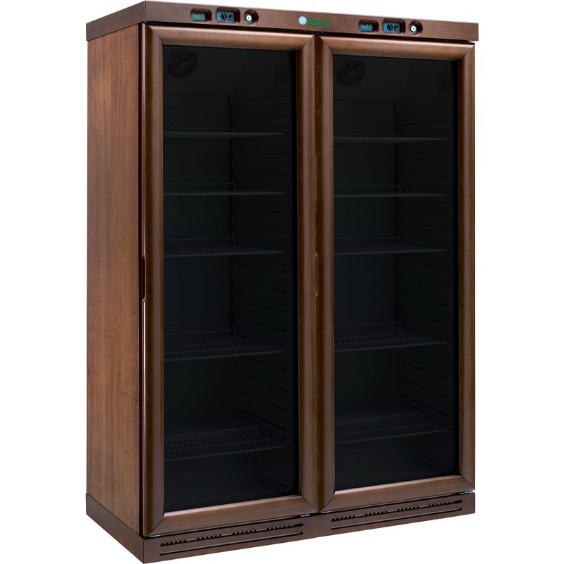 Cantina Vino Statica doppia temperatura 340 LT + 340 LT - 180 bottiglie - marrone / nero