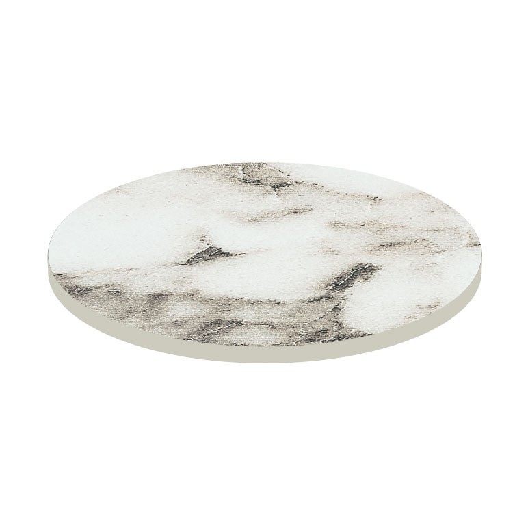 Piano rotondo in stratificato HPL karara white, Ø 700 mm, spessore 10 mm