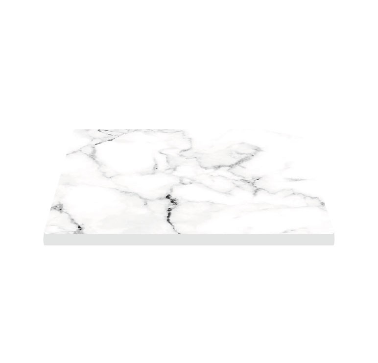 Piano quadrato in stratificato HPL statuario, 700x700 mm, spessore 10 mm