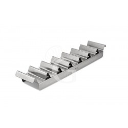 Vassoio per panini a 7 scomparti in inox di dimensioni L 440 x 108 x 65 mm