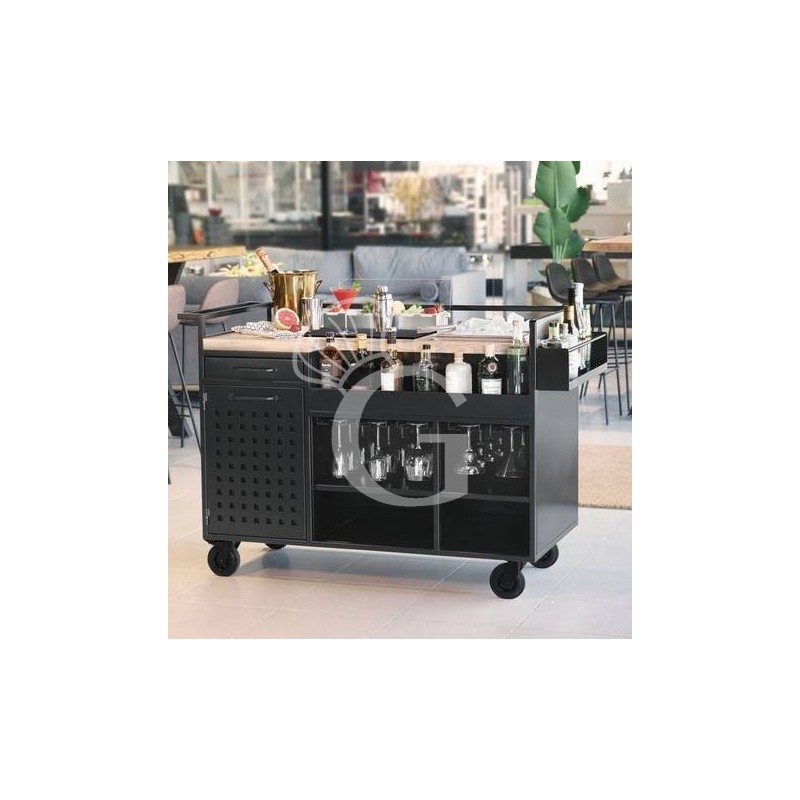 Carrello da cocktail in acciaio inox verniciato, 4 ruote, L 1325 mm x P 630 mm x H 985 mm
