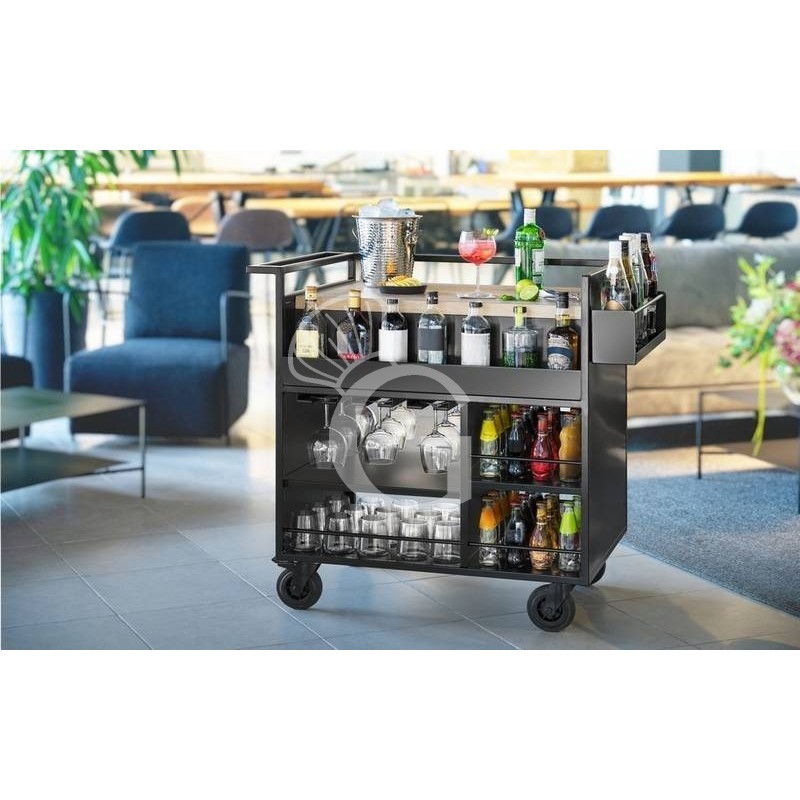Carrello da cocktail in acciaio inox verniciato, 4 ruote, L 915 mm x P 630 mm x H 980 mm