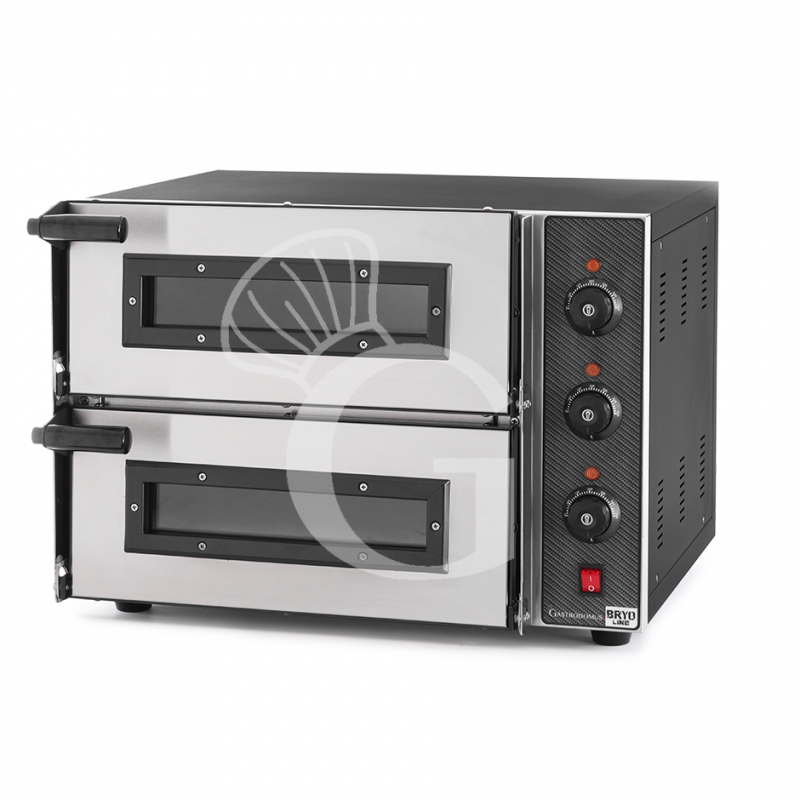 Fornetto Elettrico 2 pizze 400 mm 2 camere controllo meccanico potenza 2,4 Kw porta vetro