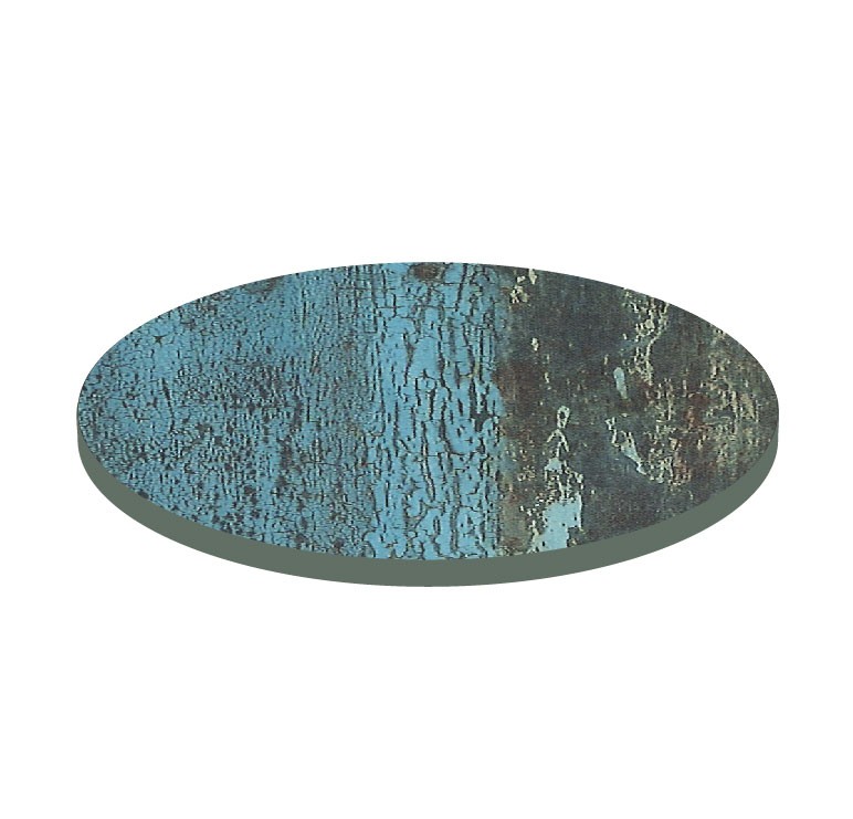 Piano rotondo in stratificato HPL acqua painted metal, Ø 600 mm, spessore 10 mm