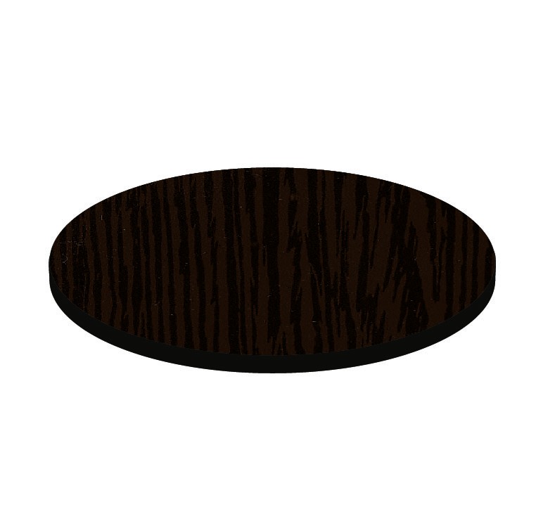 Piano rotondo in stratificato HPL wengè, Ø 600 mm, spessore 10 mm