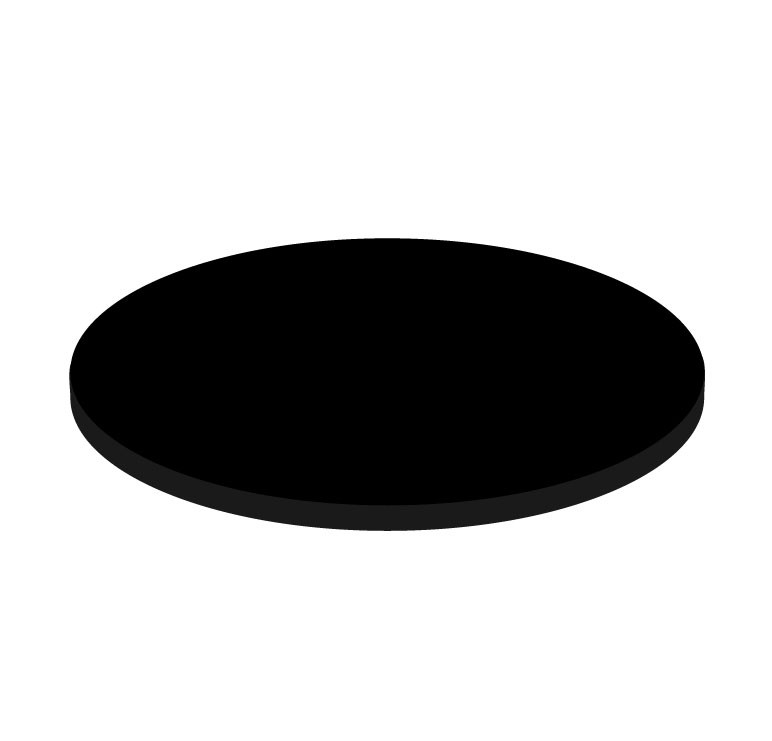 Piano rotondo in stratificato HPL nero, Ø 800 mm, spessore 10 mm