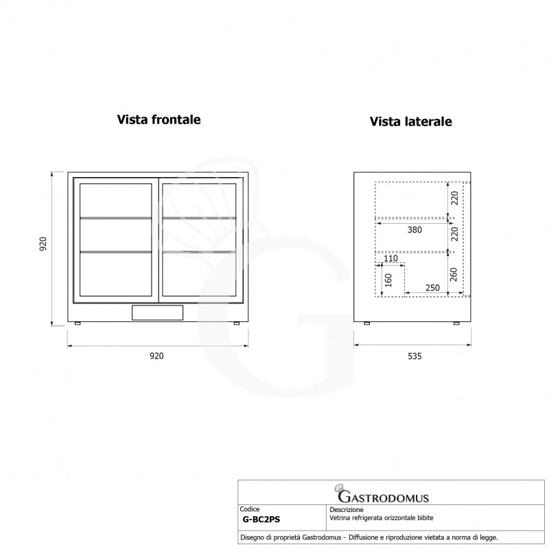Vetrina orizzontale a refrigerazione ventilata per bibite 2 porte scorrevoli 223 LT +2°C/+8°C, H 920 mm