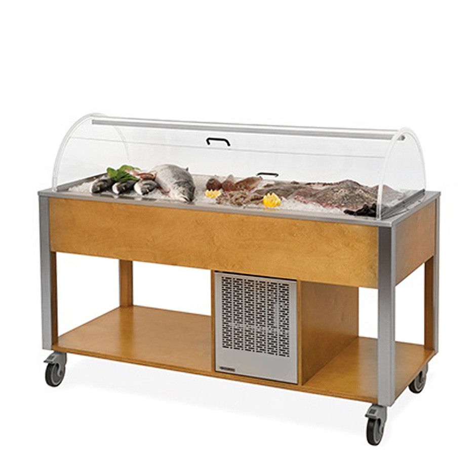Carrello refrigerato per il pesce, temperatura +4°C/+10°C - L 1610 mm x P 680 mm x H 1200 mm