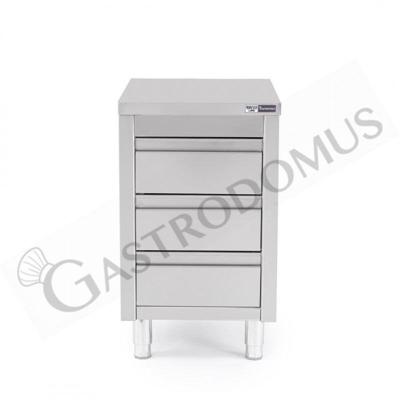 Cassettiera in acciaio inox con 3 cassetti, L 500 x P 600 x H 850 mm Cassettiera in acciaio inox con 3 cassetti, L 500 x P 600 x H 850 mm