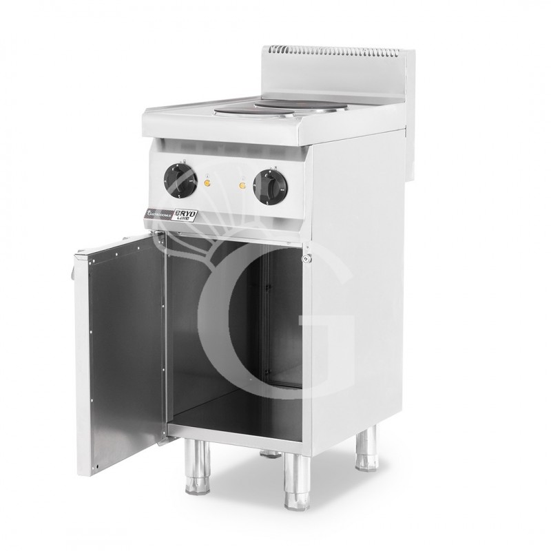 Cucina professionale elettrica 2 piastre su armadio aperto profondità 700 mm