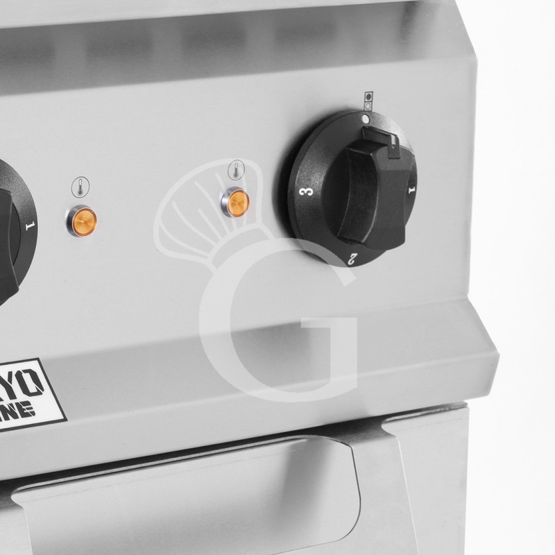 Cucina professionale elettrica 2 piastre su armadio aperto profondità 700 mm