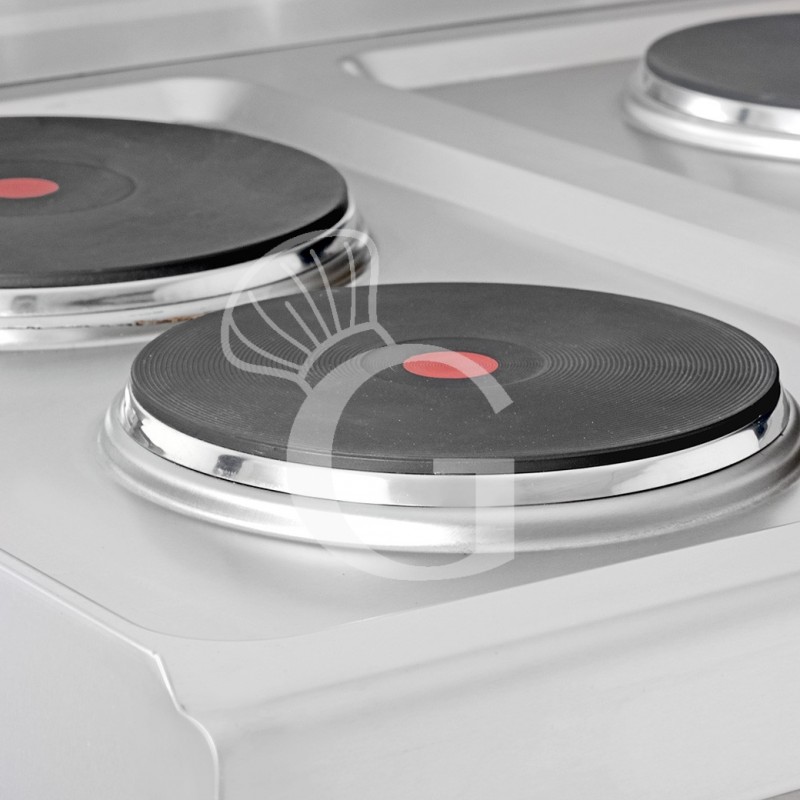 Cucina professionale elettrica 4 piastre su armadio chiuso profondità 700 mm
