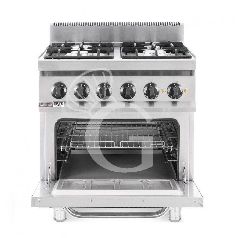 Cucina professionale a gas 4 fuochi forno elettrico statico profondità 700 mm