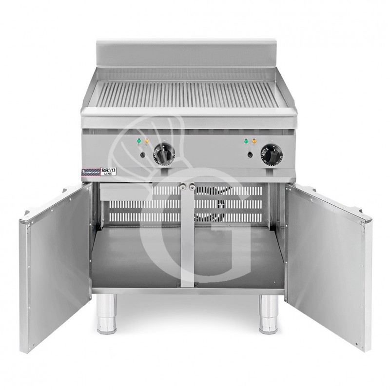 Fry Top elettrico su armadio chiuso piastra rigata singola P 700 mm