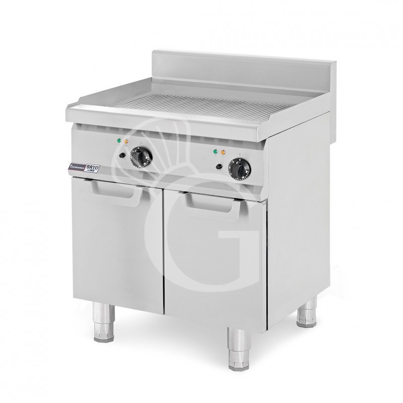 Fry Top elettrico su armadio chiuso piastra rigata singola P 700 mm