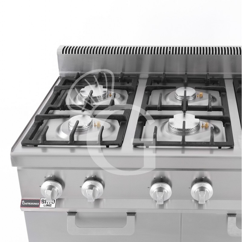 Cucina professionale a gas 6 fuochi armadio chiuso profondità 700 mm
