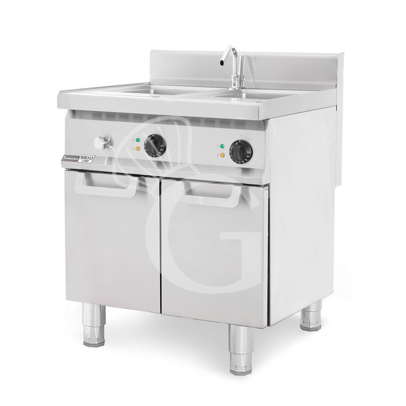 Cuocipasta professionale elettrico su mobile chiuso 2 vasche, 28 LT + 28 LT 24 Kw Prof.700