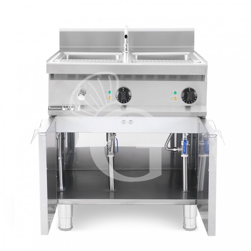 Cuocipasta professionale elettrico su mobile chiuso 2 vasche