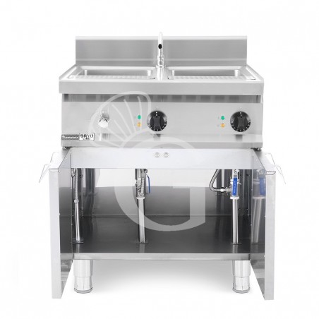 Cuocipasta professionale elettrico su mobile chiuso 2 vasche Cuocipasta professionale elettrico su mobile chiuso 2 vasche
