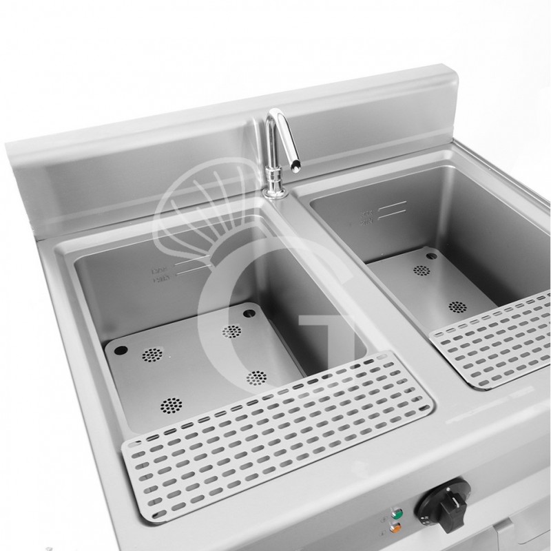 Cuocipasta professionale elettrico su mobile chiuso 2 vasche, 28 LT + 28 LT 24 Kw Prof.700