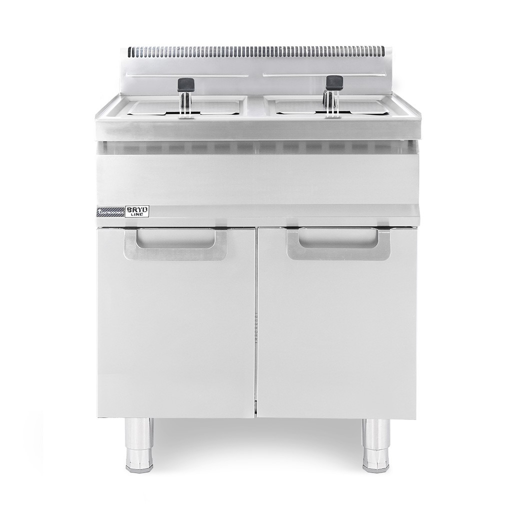 Friggitrice Professionale a gas su armadio chiuso 2 vasche 20 LT + 20 LT 31 Kw
