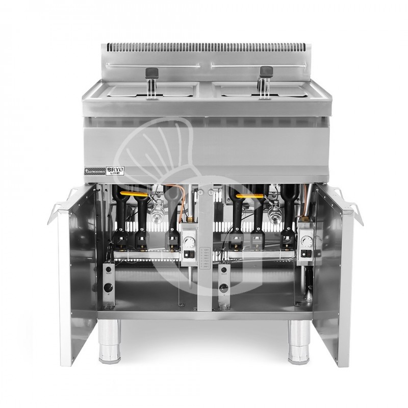 Friggitrice Professionale a gas su armadio chiuso 2 vasche 20 LT + 20 LT 31 Kw