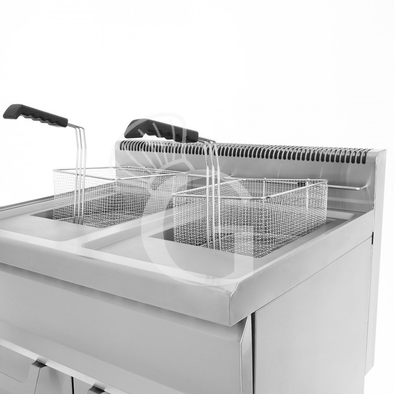 Friggitrice Professionale a gas su armadio chiuso 2 vasche 20 LT + 20 LT 31 Kw